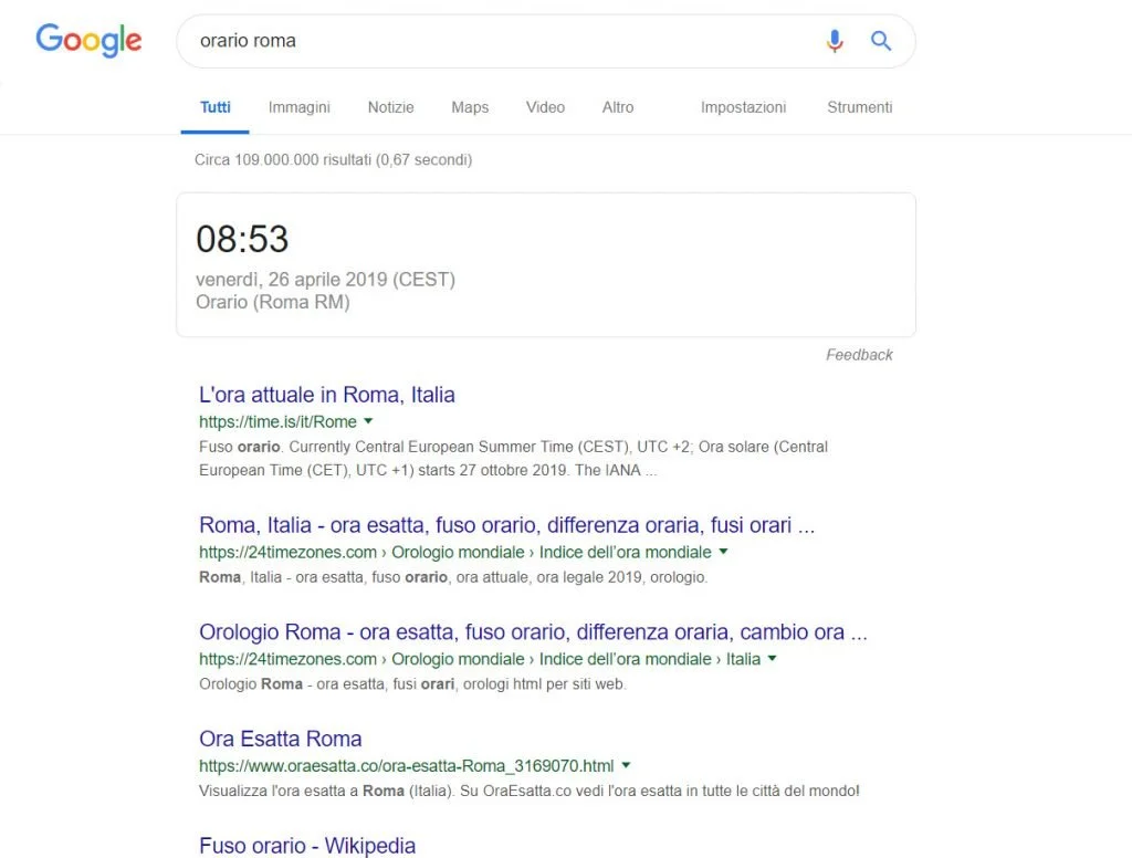 Risultato ricerca Google Clickless