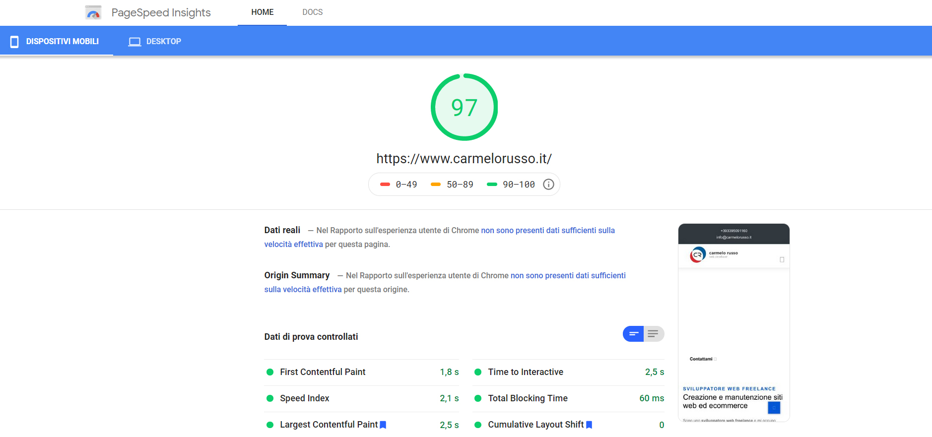 Page Speed Google Test