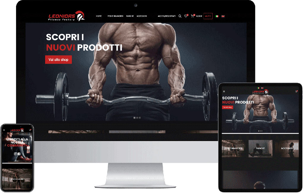 Sito web ecommerce Leonidas Fitness Factory
